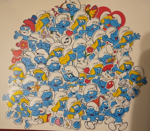 55pc smurf stickers - 55pc.,