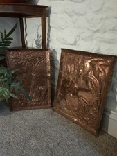 African Copper Pressed Hammered Workers Art Wall Signed Large Tray School Of ?