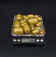 VTG Egg Yolk Greenish Amber Bakelite Loose Beads 119.4 Grams for Necklace Parts