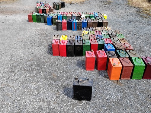 Vintage petrol jerry can with - petrol,