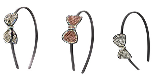 Diamante bow headband black - headband,
