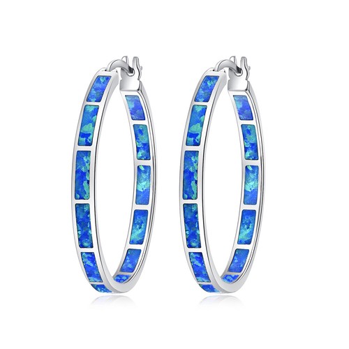 Blue fire opal - fire, silver
