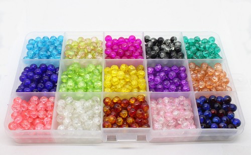 6mm round crackle - glass, beads
