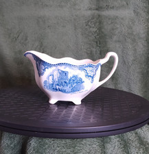 Johnson Bros Old Britain Castles Creamer Jug Blue White Footed Vintage