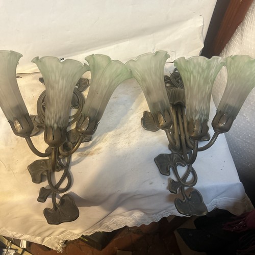 Pair brass art nouveau - pair, style