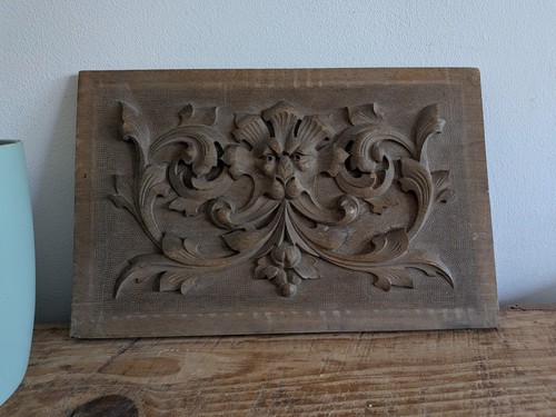 Antique carved wooden panel - antique,