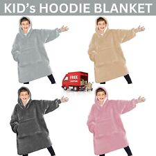 Fleece Hoodie Blanket Kids Oversized Boys Girls Warm Long Sherpa Hooded Blankets