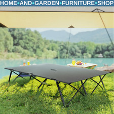 Double Camping Bed Sleeping Cot Tear-Resistant Folding Design Charcoal Grey