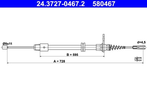 Parking brake cable - brake, fits