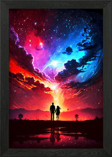Couple Cosmos Landscape Framed