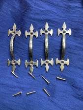Gothic Brass Door Handles X4 Vintage
