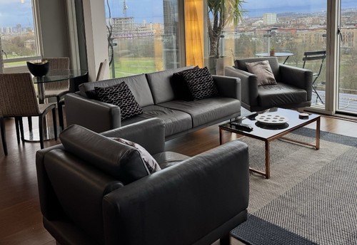Grey leather piece - leather, suite