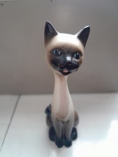 VINTAGE RETRO 1970 TRENTHAM ART WARE SIAMESE CAT FIGURINE  414. 10" HIGH. VGC