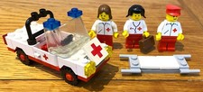 VINTAGE LEGO AMBULANCE & PARAMEDIC SET 6629 1981 AND 2 EXTRA FIGURES & STRETCHER