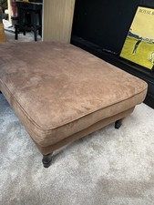 Ikea Stocksund Footstool Gunnard Brown Fabric With Black Wooden Legs
