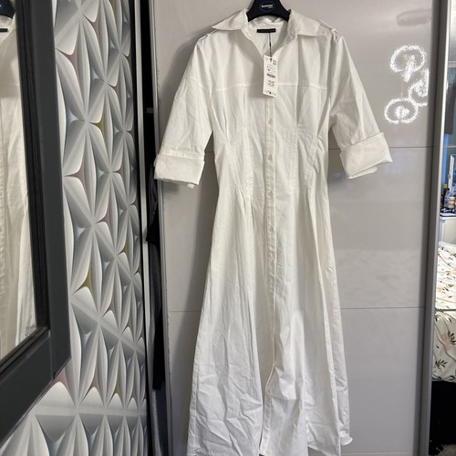 Zara white cotton button - white,