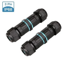 2Pc IP68 Outdoor Waterproof 3 Pole ELECTRICAL WIRE Cable Connector JUNCTION BOX