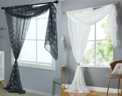 Voile panel attached scarf - voile, &