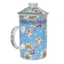 Porcelain Chinese Tea Mug with Infuser and Lid - Starlight Magnolia Pattern