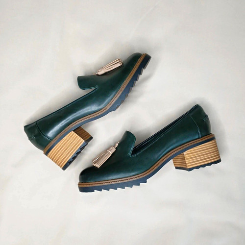 Clarks leather loafer heel mid - leather,