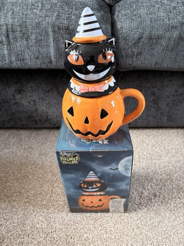 Haunted hallows pumpkin cat - haunted,