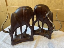 Vintage Carved Wooden Pair of