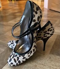 Dune Womens Leopard Print Ponyhair Leather High Heel Shoes Size 40/7 Used