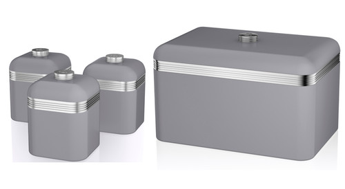 Swan retro grey breadbin - retro,