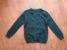 Girls bottle green school knitted cardigan 9-10 years