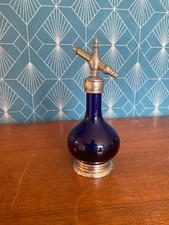 Antique Fages Patentado 1927 Vaporizer, Metal and Blue Glass, 17x8 cm