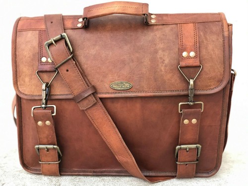 Leather laptop messenger - leather,