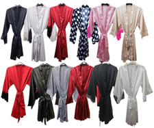 LADIES EX CHAIN STORE SATIN DRESSING GOWN ROBE UK SIZES 8-24 RED BLACK PINK
