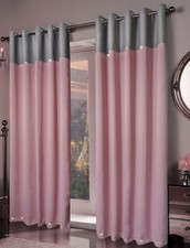 Pink Silver Eyelet Curtains Sparkle Diamante Bedroom Liiving Room BlockOut Pair