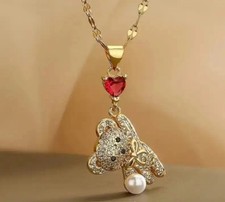 Love Balloon Bear 18k Gold Plated Pendant Necklace 