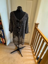 Neslay Ladies shear, black cover up / cardigan, Size 3/4 fits 14/16