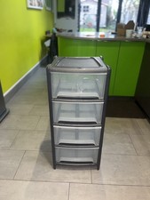 4 Drawer Plastic Storage Tower Unit Organizer Home Office School Storage Chest