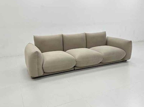 Beige velvet seater - velvet,
