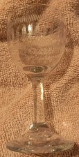 EDWARDIAN "GREEK KEY OR MEANDER" ETCHED SHERRY GLASS CIRCA 1910