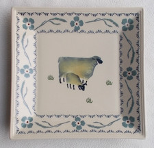 Eden Studio Pottery Ireland Sheep Spongeware 10 1/2" Square Plate
