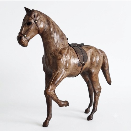 Leather wrapped horse statue - leather,