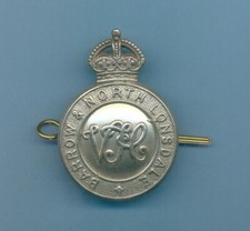BARROW & NORTH LONSDALE.WHITE METAL ARMY CAP BADGE