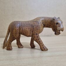 Small Wood Leopard Animal Figurine Sculpture Decorative Ornament Home Room Decor