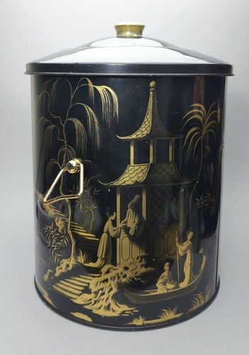 Vintage chinoiserie coal bin - a,