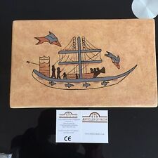 Articles of Faith Art Tablet Tile Flying Fish Fishing Boat Fishermen