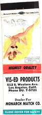 Vis-Ed Products, Los Angeles, California Highest Quality Vintage Matchbook Cover