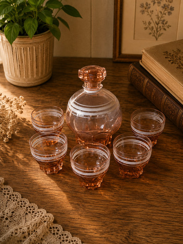 Vintage peach pink - peach, glass