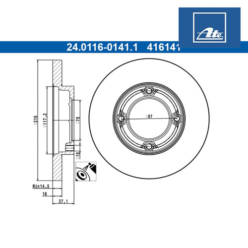 Brake disc ate 0116 0141 - disc, 24.0116-0141.1