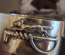 A genuine Victorian 1883 cuff bangle, fully hallmarked, of fox hunting interest.