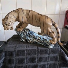 Chinese Mudman Growling Siberian Tiger On Rock Large