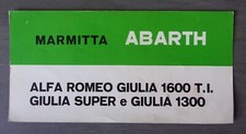 ABARTH Exhausts for ALFA ROMEO GIULIA orig 1960s Italian Mkt Small Size Brochure